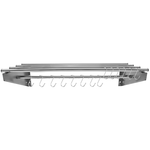 Commercial Stainless Steel Wall Mounted Rack 1800×300×230mm 4+1 Tube with 16 S Hooks - RTW230180