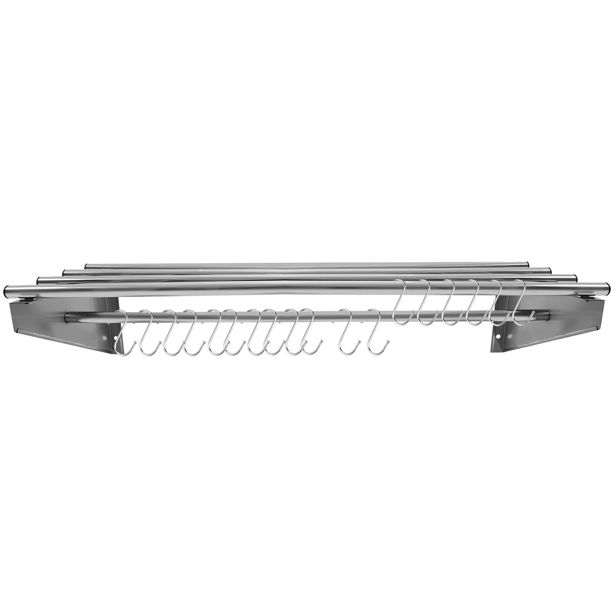 Commercial Stainless Steel Wall Mounted Rack 2000×300×230mm 4+1 Tube with 18 S Hooks - RTW230200
