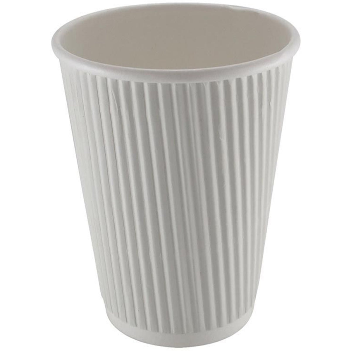 500pcs Compostable Coffee Cups Ripple wall 12oz/355ml White - RW12W