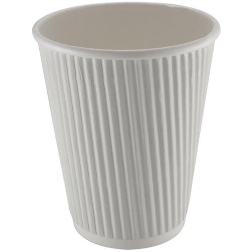 500pcs Compostable Coffee Cups Ripple wall 8oz/237ml White - RW8W