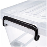 Pack of 8 Plastic Storage Box with Wheels & Lid & Clips 70 litre 630x433x355mm Polypropylene - S1070