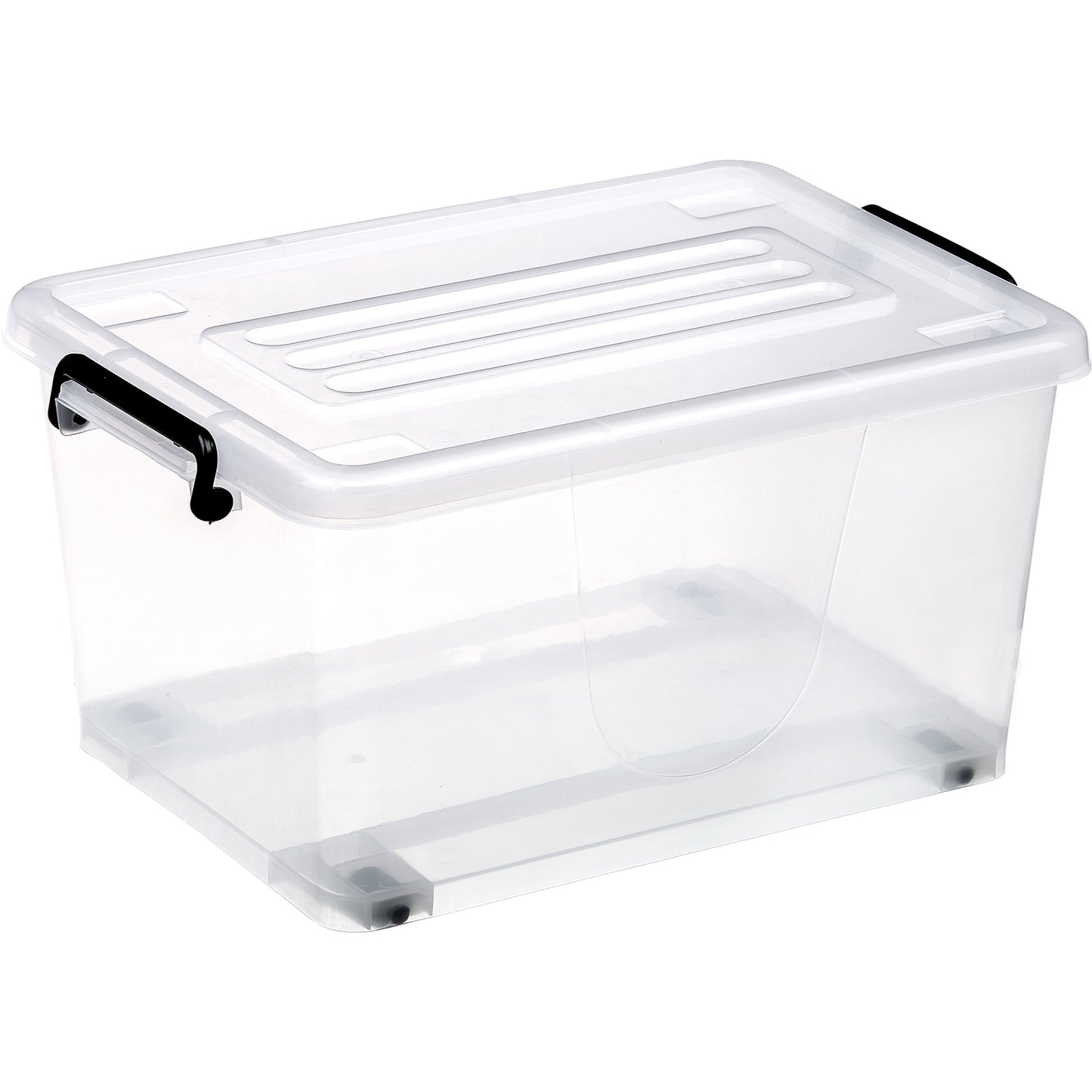 Pack of 12 Plastic Storage Box with Wheels & Lid & Clips 15 litre 400x295x208mm Polypropylene - S1015