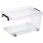 Pack of 12 Plastic Storage Box with Wheels & Lid & Clips 15 litre 400x295x208mm Polypropylene - S1015