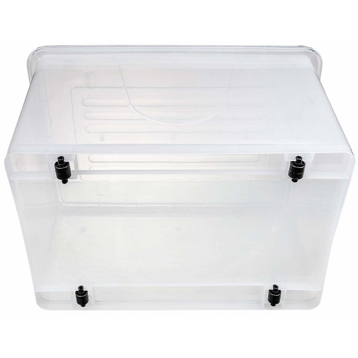 Pack of 8 Plastic Storage Box with Wheels & Lid & Clips 70 litre 630x433x355mm Polypropylene - S1070
