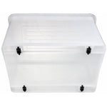Pack of 4 Plastic Storage Box with Wheels & Lid & Clips 70 litre 630x433x355mm Polypropylene - S1070SETOF4