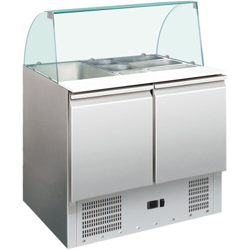 Saladette Glass top 900x700x1350mm 2 doors - S900CG