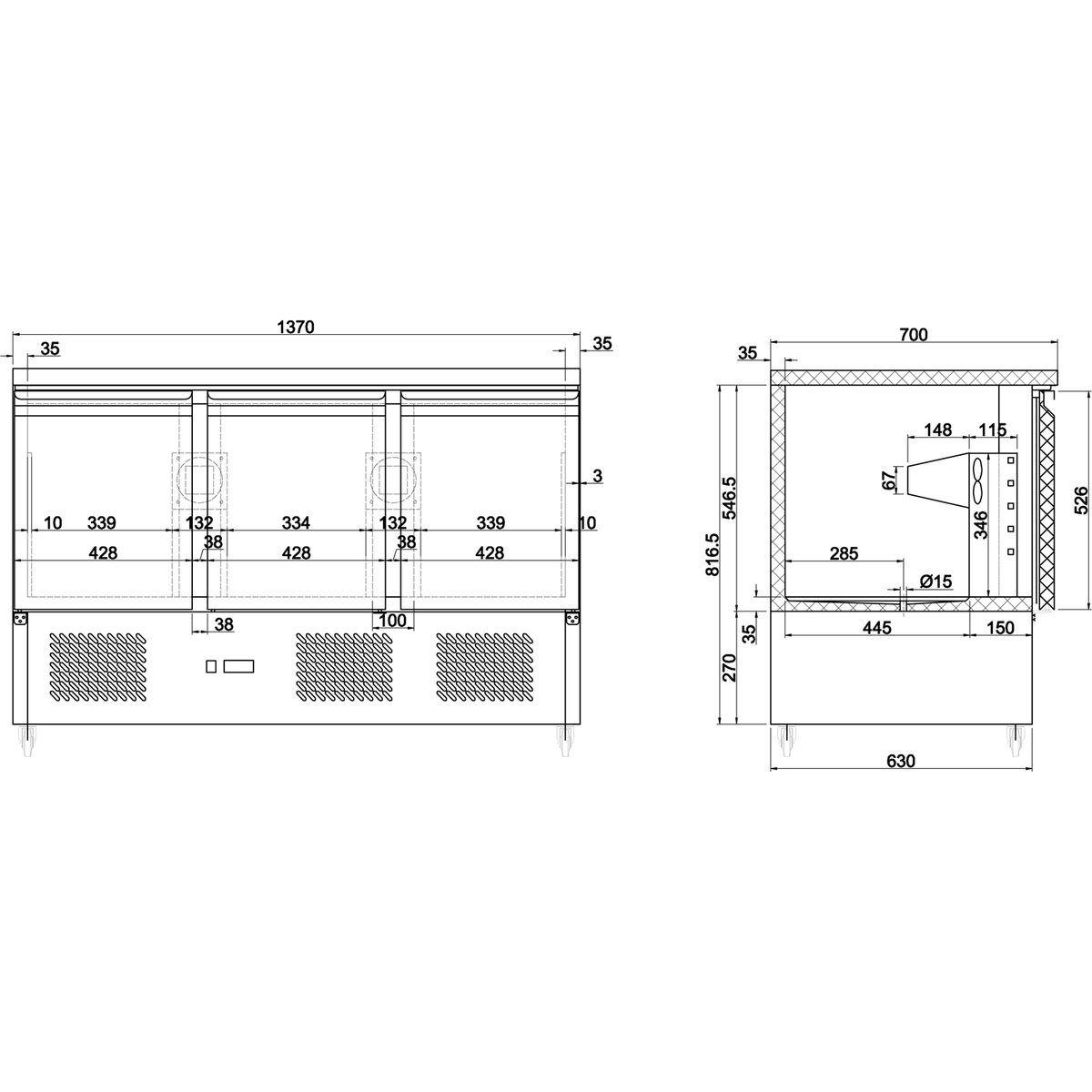 Refrigerated Counter 3 doors | THS903S/STOP - THS903S/STOP