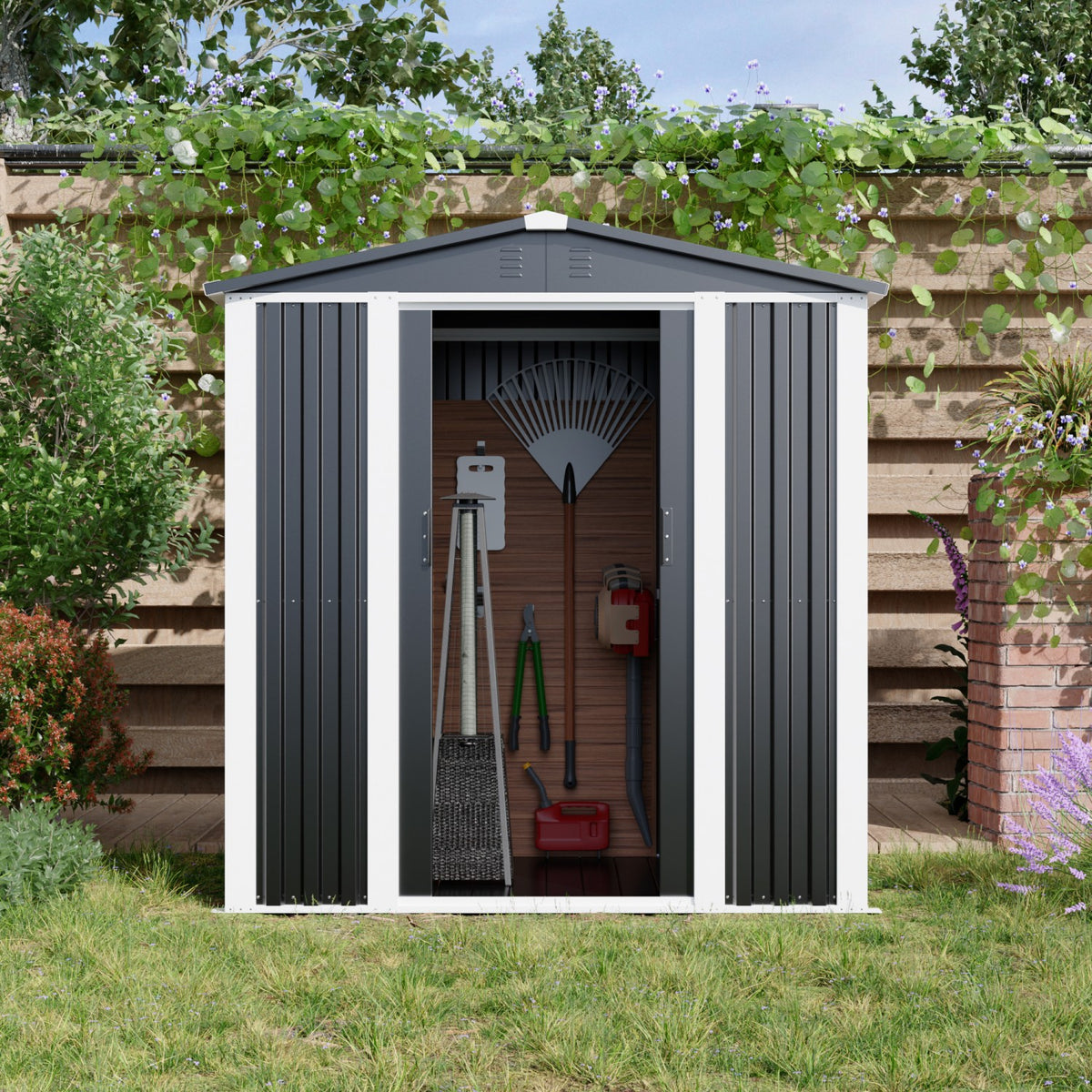 Outdoor Steel Storage Shed 6 x 4ft 1800 x 1200 x 1850mm - SART106