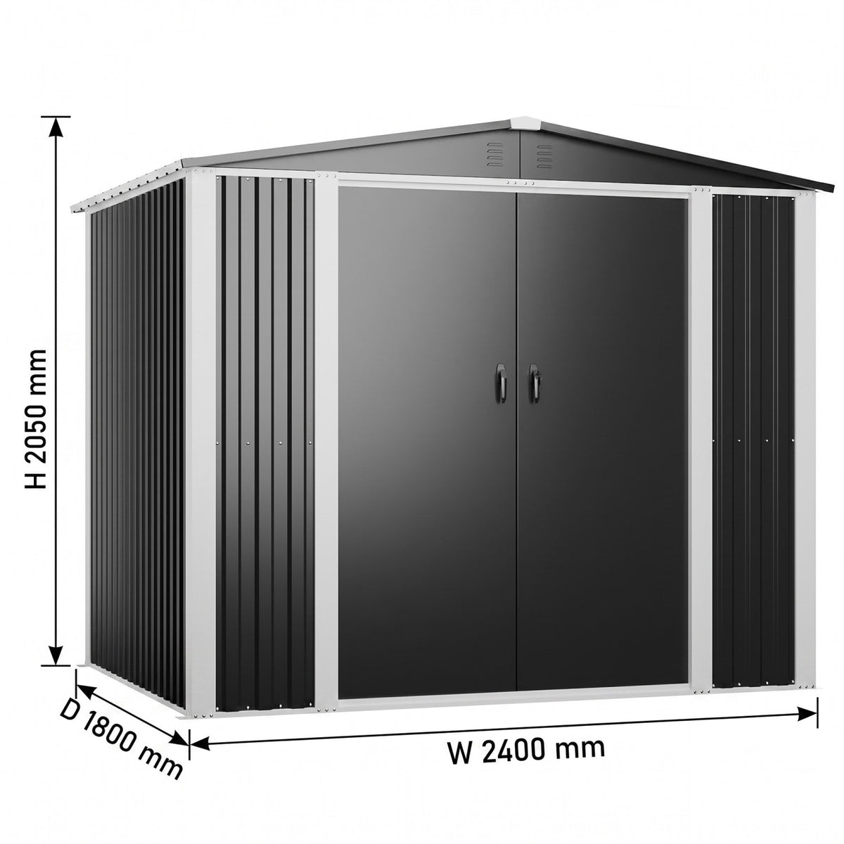 Outdoor Steel Storage Shed 8 x 6ft 2400 x 1800 x 2050mm - SART108