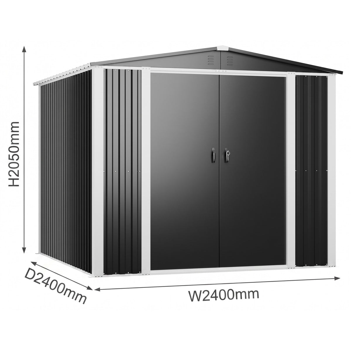 Outdoor Steel Storage Shed 8 x 8ft 2400 x 2400 x 2050mm - SART112