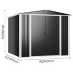 Outdoor Steel Storage Shed 8 x 8ft 2400 x 2400 x 2050mm - SART112