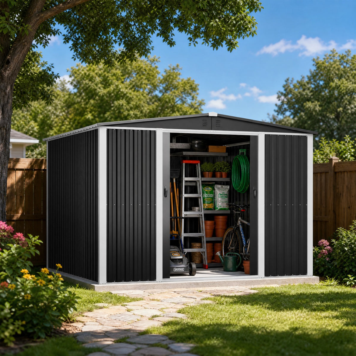 Outdoor Steel Storage Shed 10 x 10ft 3000 x 3000 x 2050mm - SART114