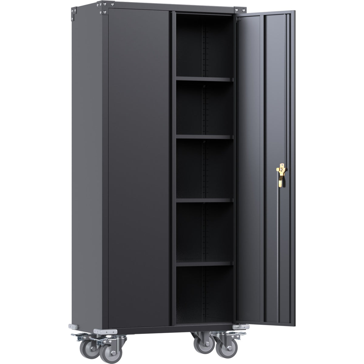 Commercial Mobile Black Steel Cabinet 2 Doors 800x410x1800mm - SART204