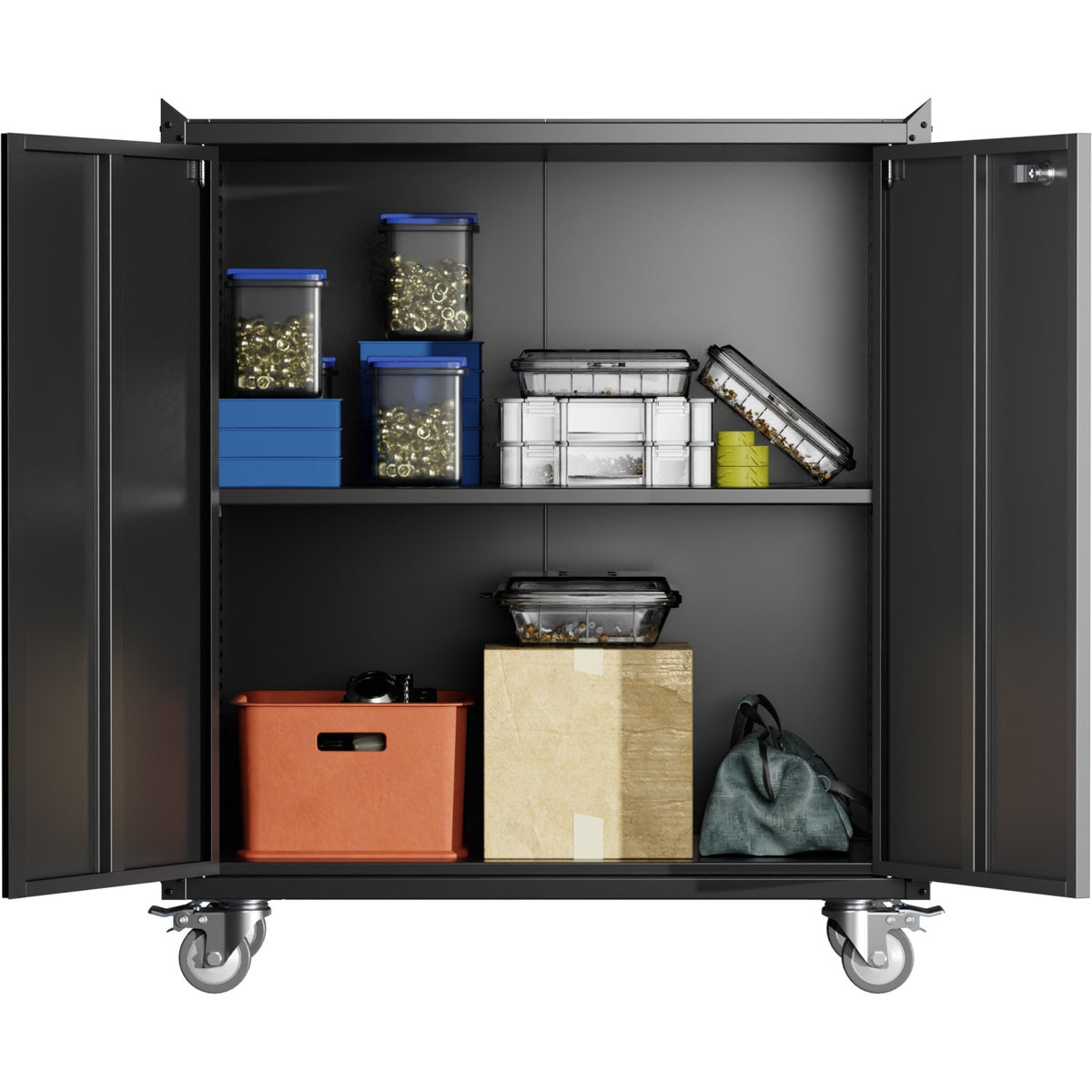 Professional Black Mobile Steel Cabinet 2 Doors 770x460x900mm - SART208