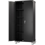 Professional Metal Black 2 Door Lockable Steel Tool Cabinet with 4 Adjustable Shelves 800x420x1830mm - SART214