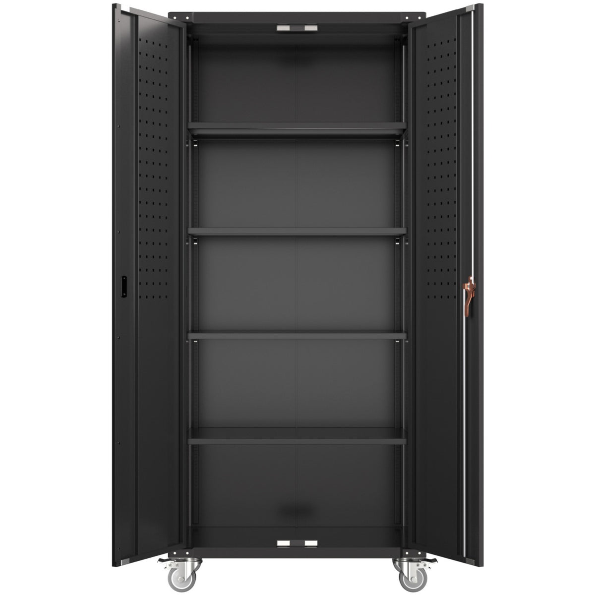Professional Metal Black 2 Door Lockable Steel Tool Cabinet with 4 Adjustable Shelves 800x420x1830mm - SART214