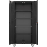 Professional Metal Black 2 Door Lockable Steel Tool Cabinet with 4 Adjustable Shelves 800x420x1830mm - SART214