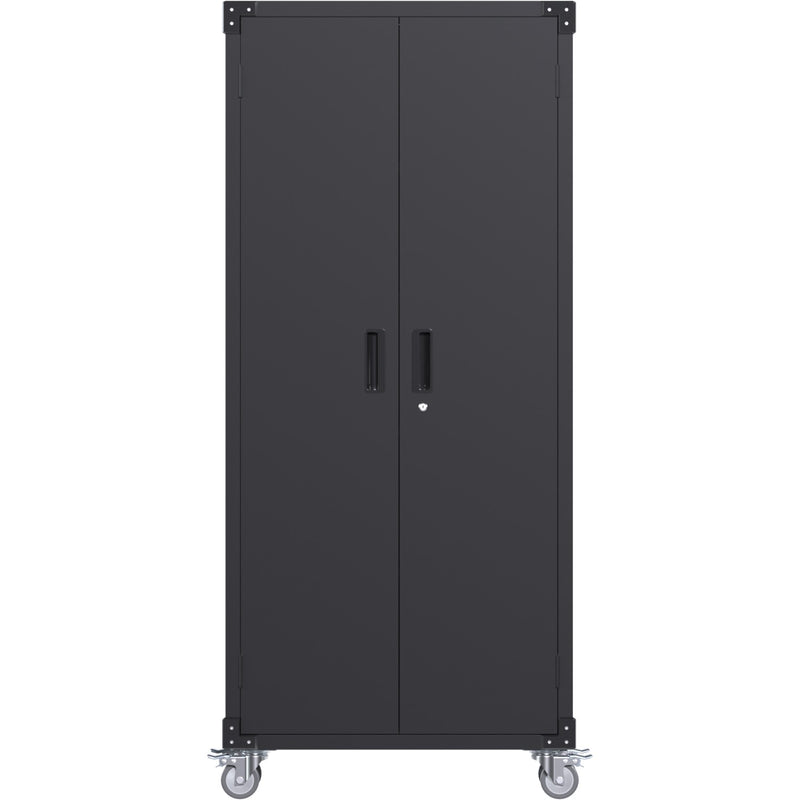 Professional Black 2 Door Lockable Steel Tool Cabinet with 4 Adjustable Shelves 800x420x1830mm - SART216