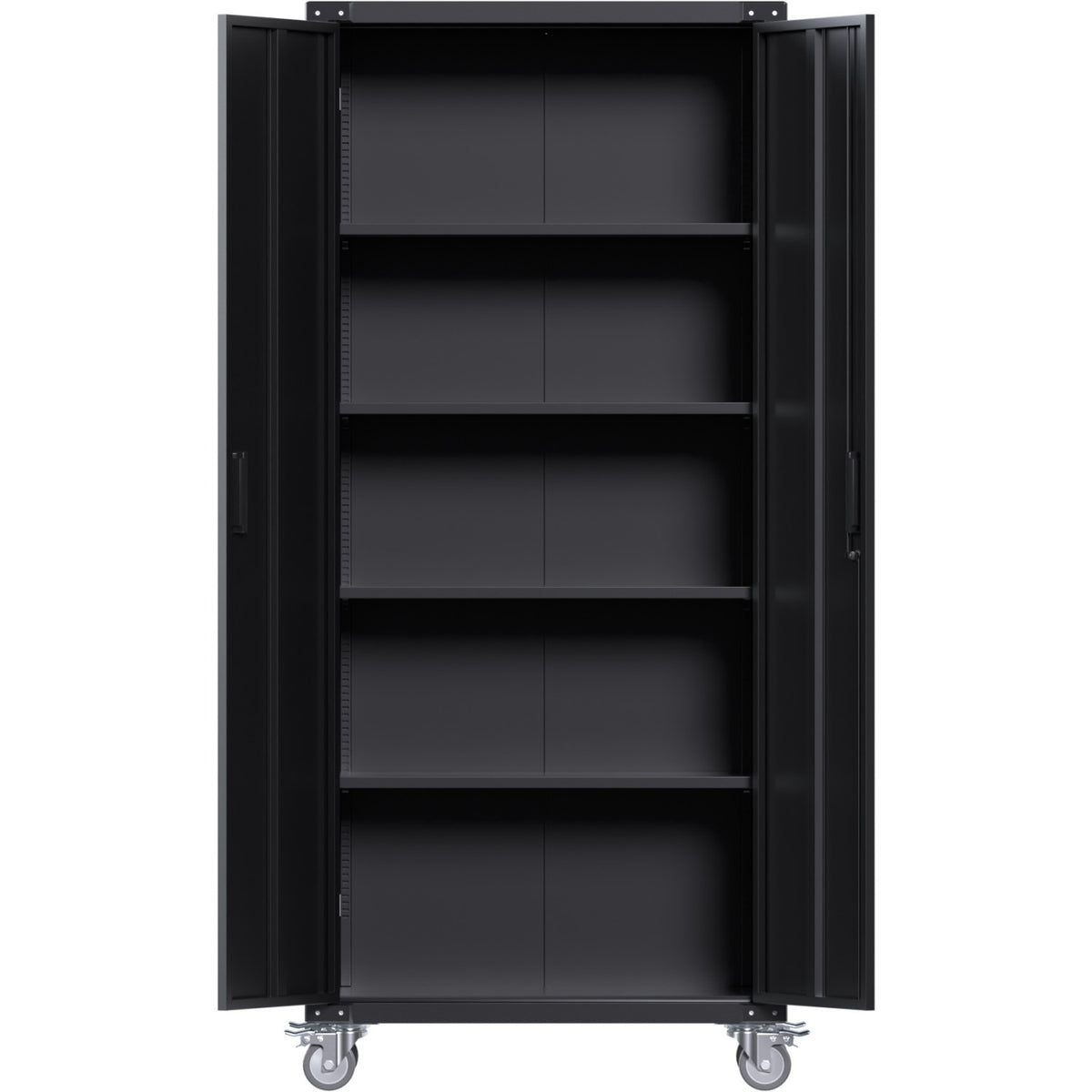 Professional Black 2 Door Lockable Steel Tool Cabinet with 4 Adjustable Shelves 800x420x1830mm - SART216