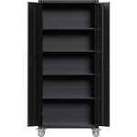 Professional Black 2 Door Lockable Steel Tool Cabinet with 4 Adjustable Shelves 800x420x1830mm - SART216