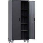 Professional Black 2 Door Lockable Steel Tool Cabinet with 4 Adjustable Shelves 800x420x1830mm - SART216