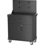 Professional Mobile Black 2 Door 2 Drawer Pegboard Steel Tool Cabinet 800x420x1320mm - SART224