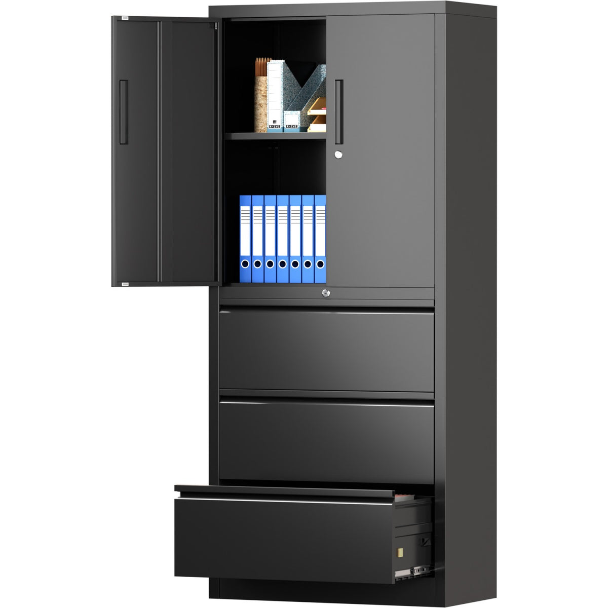 Professional Black Steel Cabinet 2 Doors 3 Drawers 760x380x1780mm - SART234