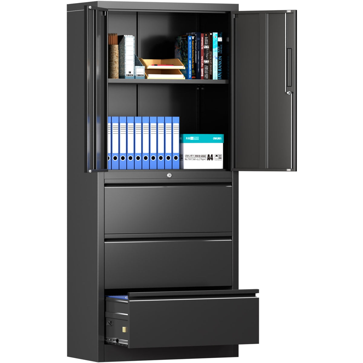 Professional Black Steel Cabinet 2 Doors 3 Drawers 760x380x1780mm - SART234