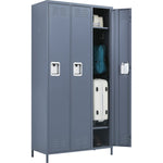 Commercial Grey 3 Door Locker with 2 Shelves 900x400x1830mm - SART236