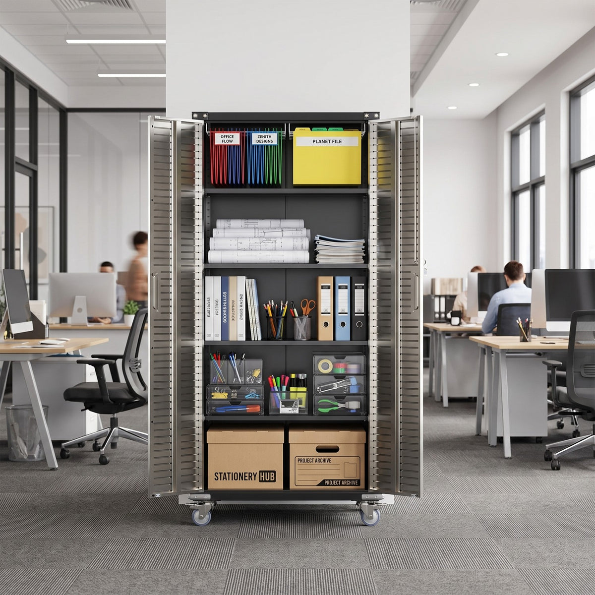 Lockable Mobile Steel Storage Cabinet 820 x 410 x 1830mm - SART302
