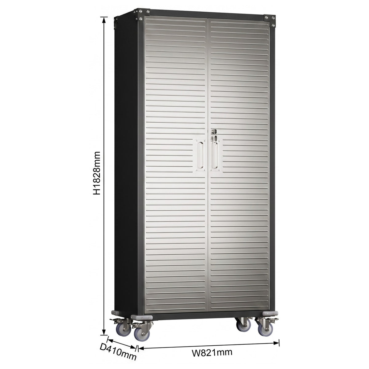 Lockable Mobile Steel Storage Cabinet 820 x 410 x 1830mm - SART302