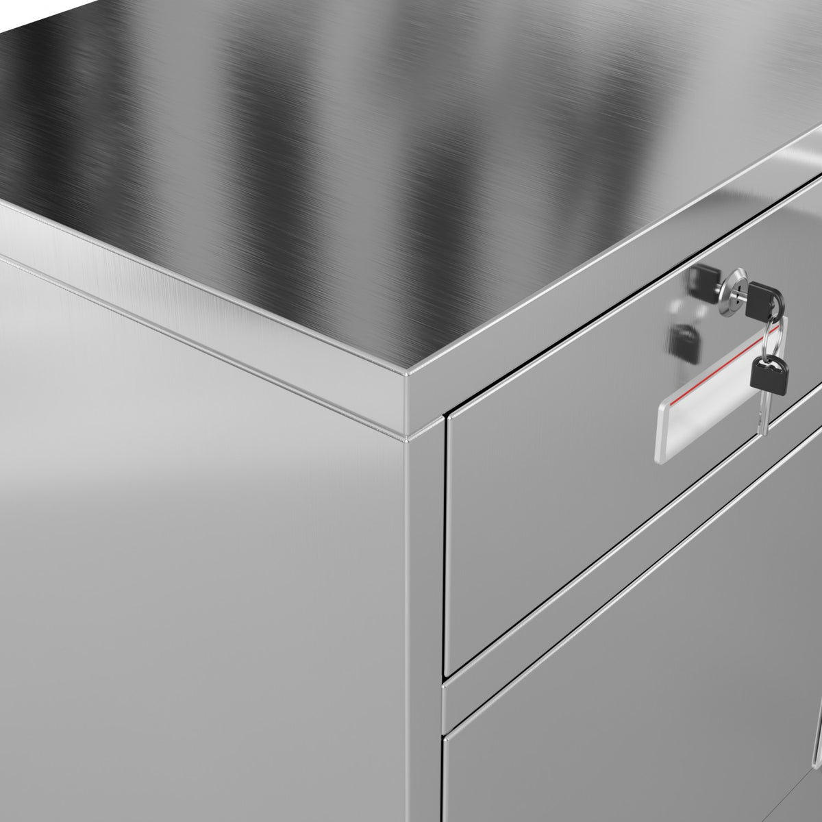 Commercial Stainless Steel Upright Cabinet with 2 Drawers and Double Doors, 900×900mm - SARTSS2DW
