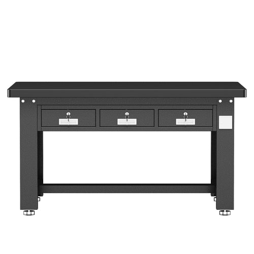 Commercial Heavy Duty Steel Work Table with 3 Drawers, 1500×750 mm – Black - SARTTB3D