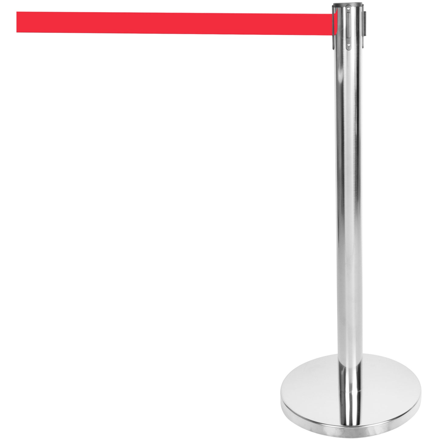 Silver Barrier Post with Red Retractable Belt 2m - SBP01BR