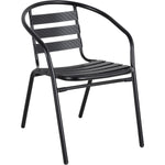 Bistro Dining Chair with Armrests Aluminium Frame Ribbed Plastic Slats Indoors & Outdoors Black - SC017C