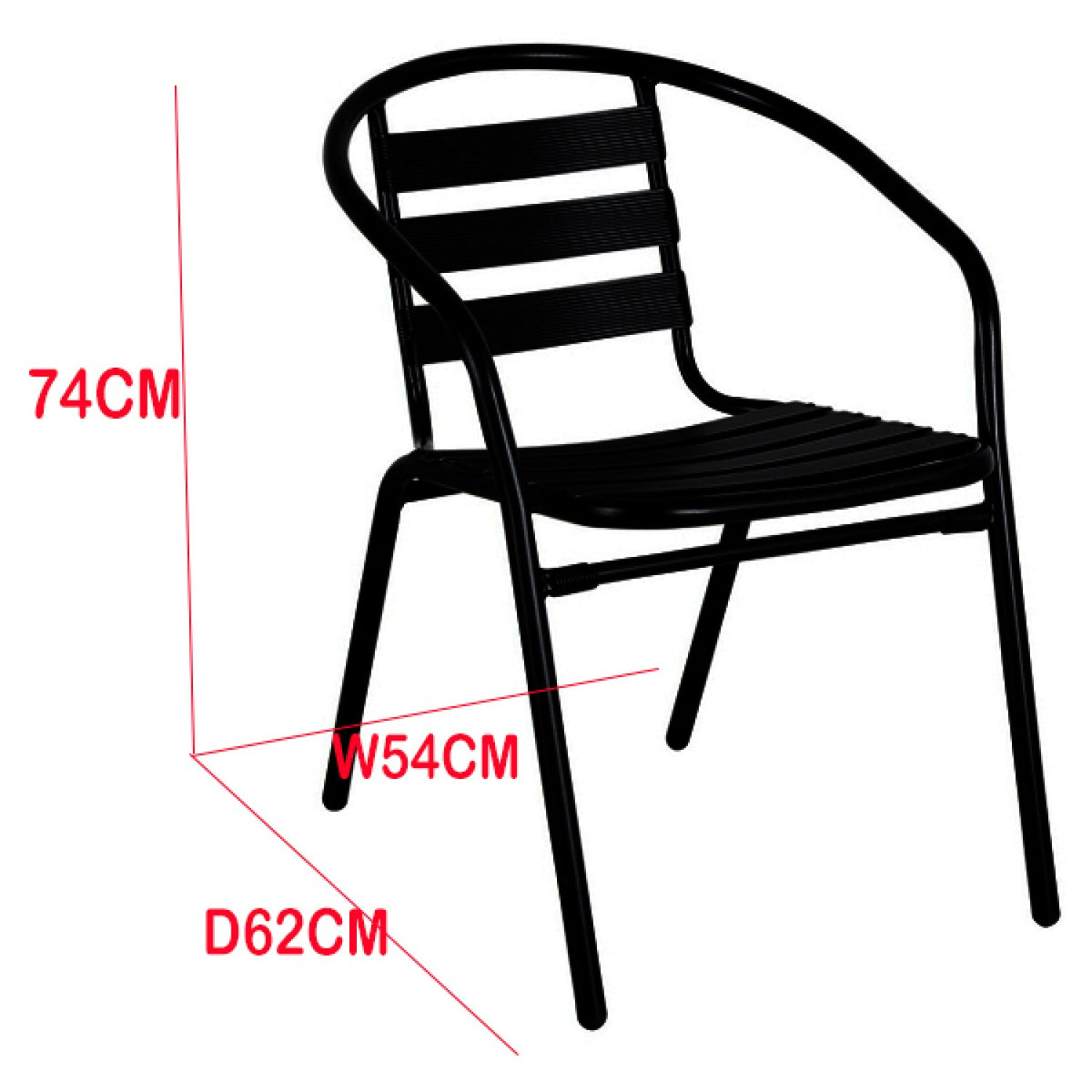 Bistro Dining Chair with Armrests Aluminium Frame Ribbed Plastic Slats Indoors & Outdoors Black - SC017C