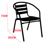 Bistro Dining Chair with Armrests Aluminium Frame Ribbed Plastic Slats Indoors & Outdoors Black - SC017C