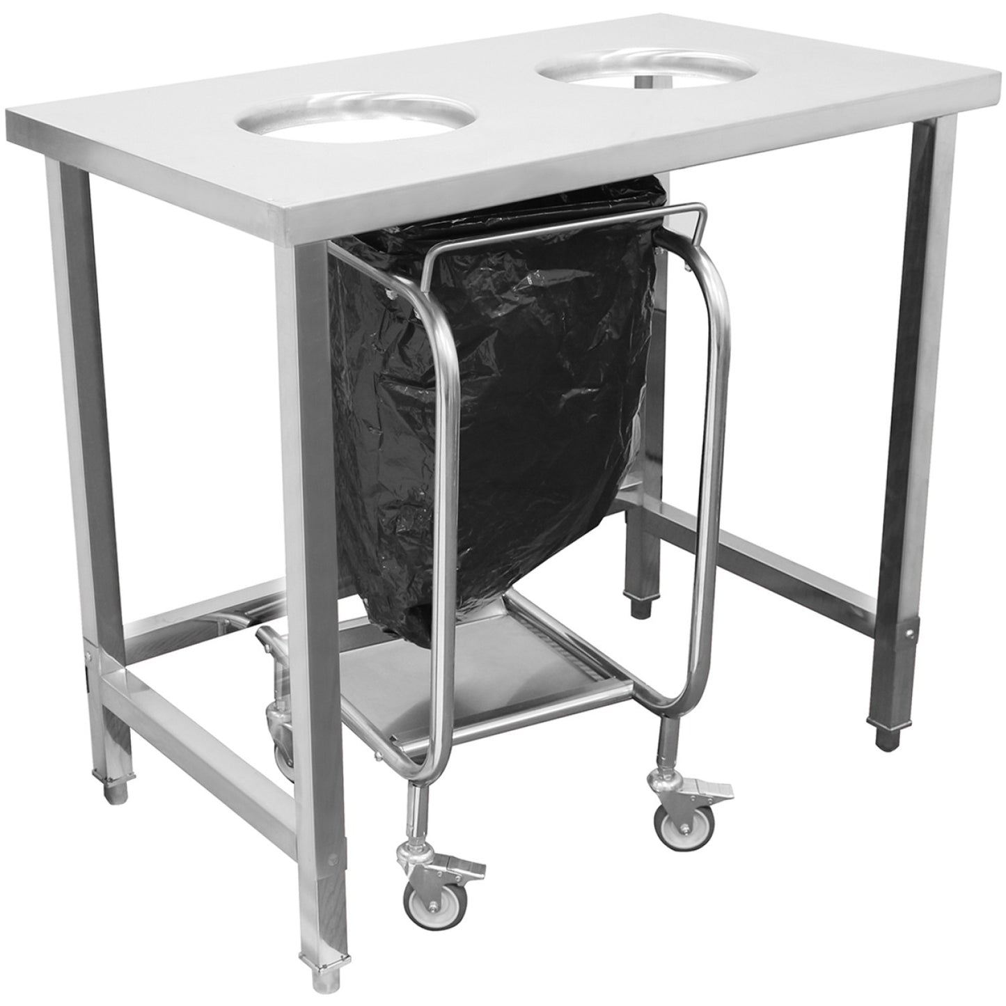 Adexa Stainless Steel Wheeled Waste Bag Holder Trolley | Commercial Kitchen UK