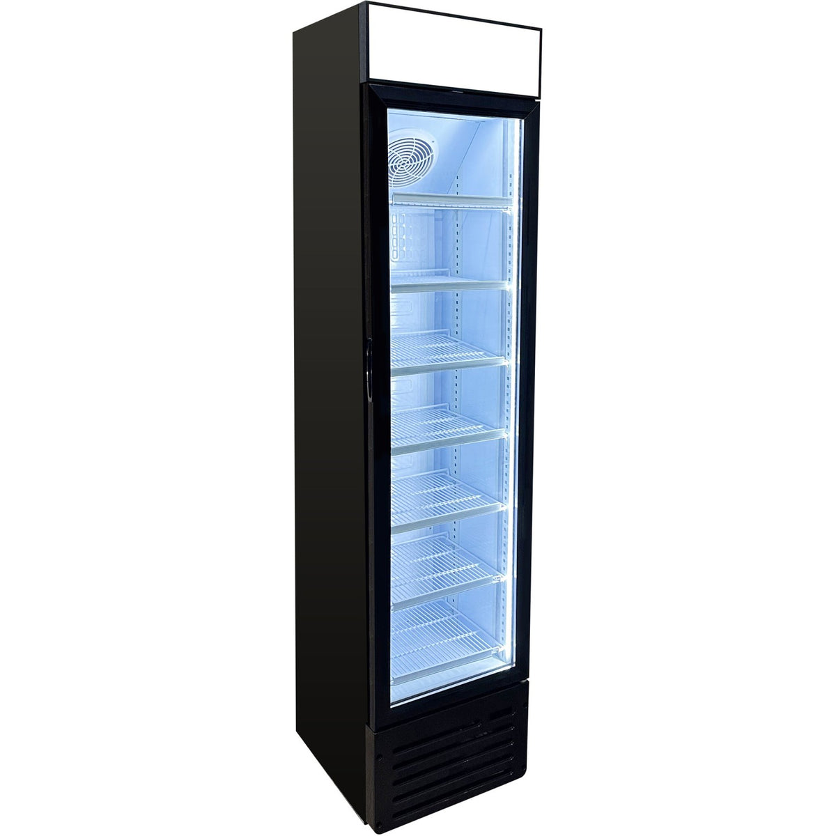 Slim Upright Fridge 145 litres Hinged glass door LED Canopy Black - SC145B