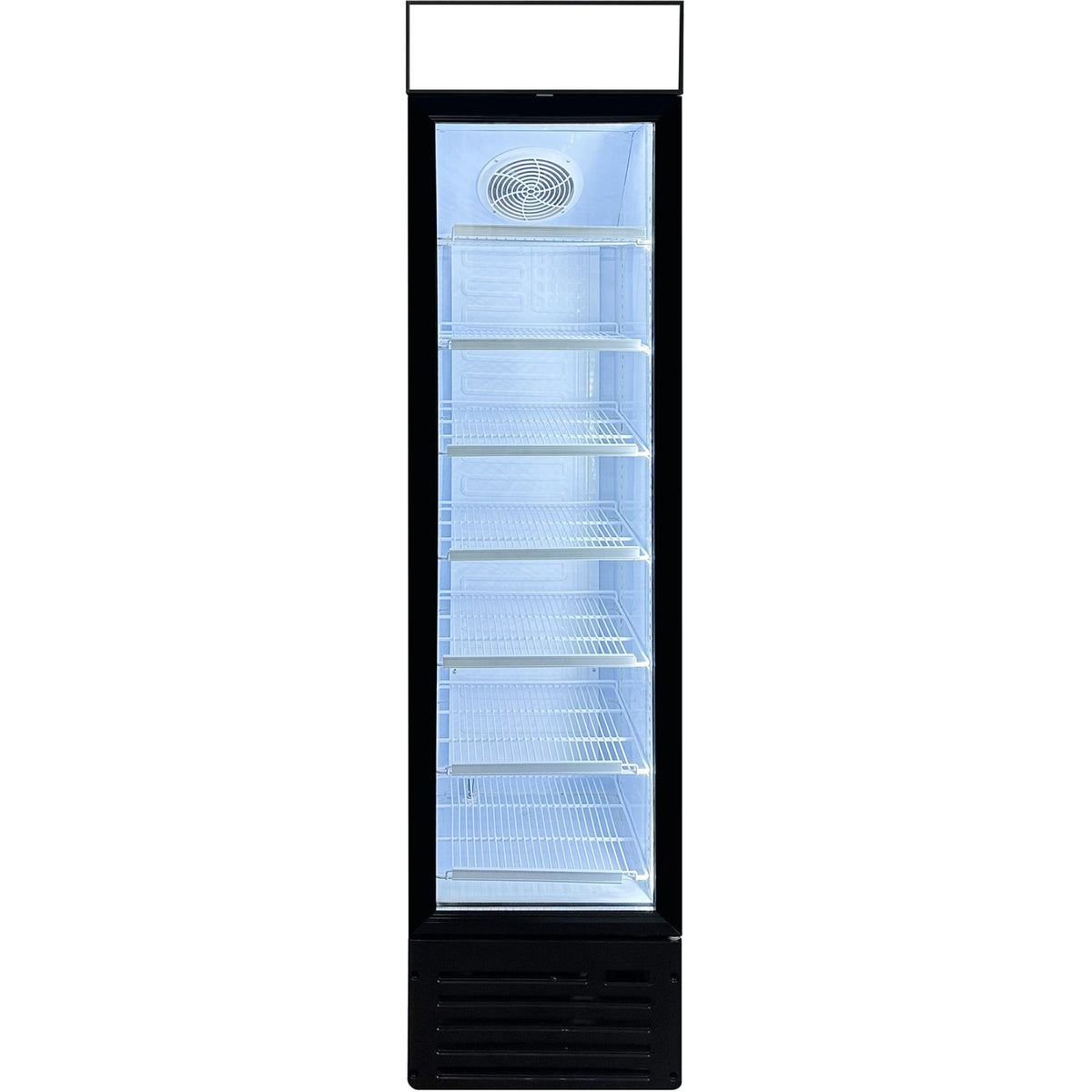 Slim Upright Fridge 145 litres Hinged glass door LED Canopy Black - SC145B