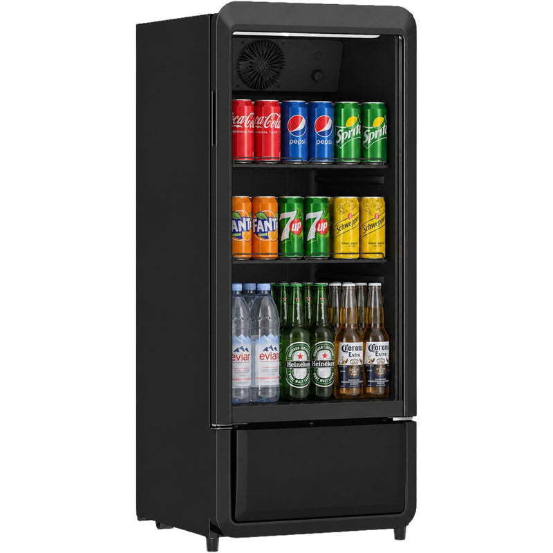 Commercial 200L Upright Glass Door Bottle Cooler Black 540 x 560 x 1325mm - SC200BLACK