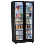 Commercial Upright Display Chiller 615L 2 Glass Door Black 900 x 580 x 1950mm - SC900