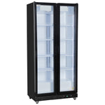 Commercial Upright Display Chiller 615L 2 Glass Door Black 900 x 580 x 1950mm - SC900
