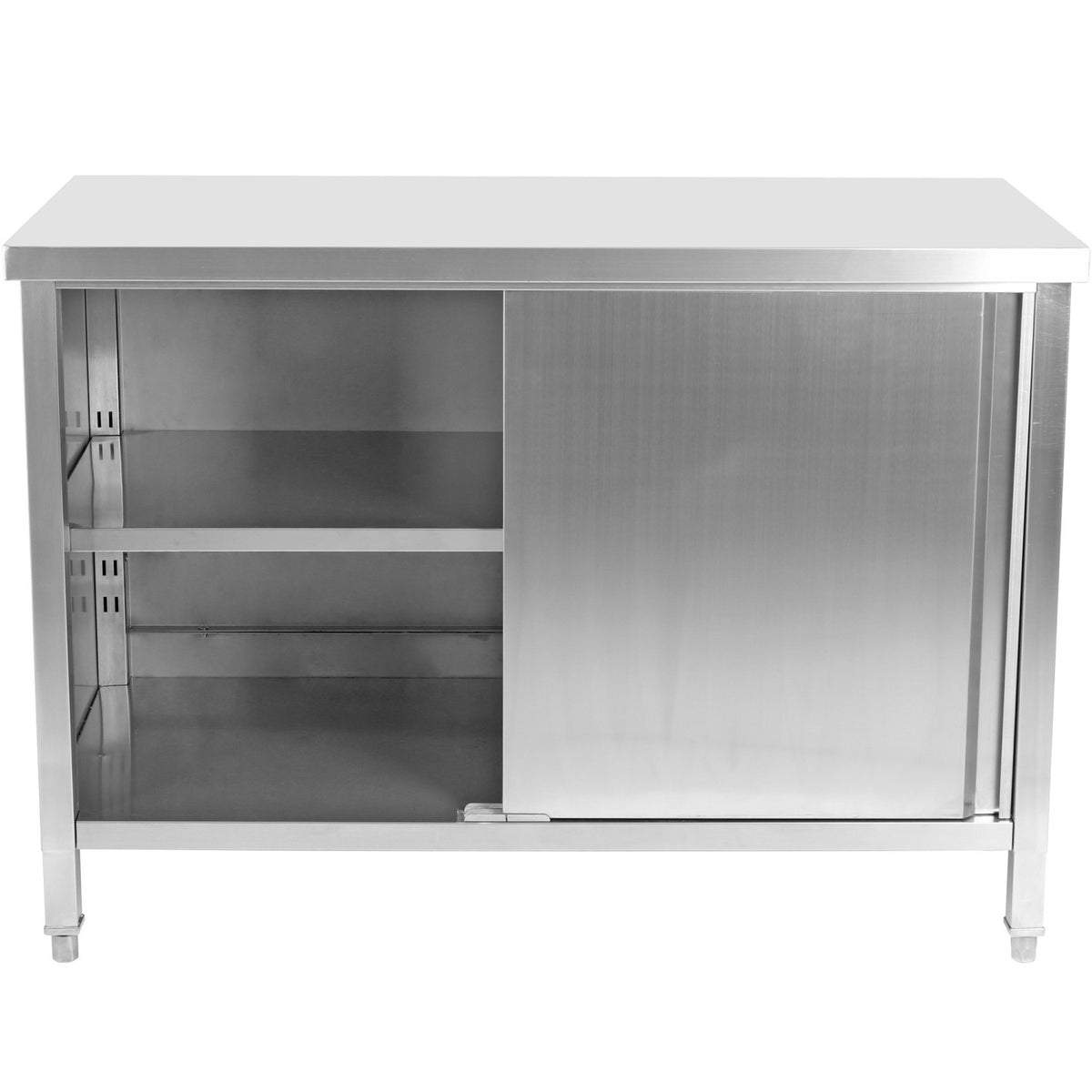 Commercial Worktop Floor Cupboard Sliding doors Stainless steel 1400x600x850mm - VTC146SL