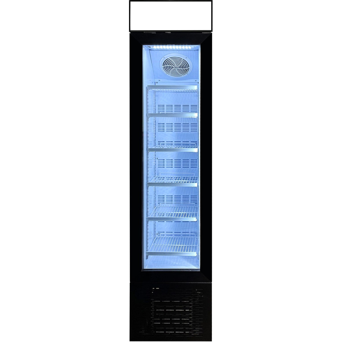 Slim Upright Freezer 105 litres Hinged glass door LED canopy Black - SD105B