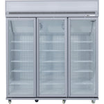 Commercial Display Freezer Upright 1500 litres Triple Hinged glass door LED canopy Grey - SDM1500