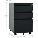 Professional Mobile Filing & Storage Cabinet 3 drawer 390x500x650mm Black - SEMC1BLACK