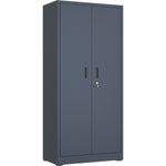 Heavy Duty Grey 2 Door Lockable Steel Tool Cabinet with 4 Shelves & Pegboard 800x400x1800mm - SETC1GREY