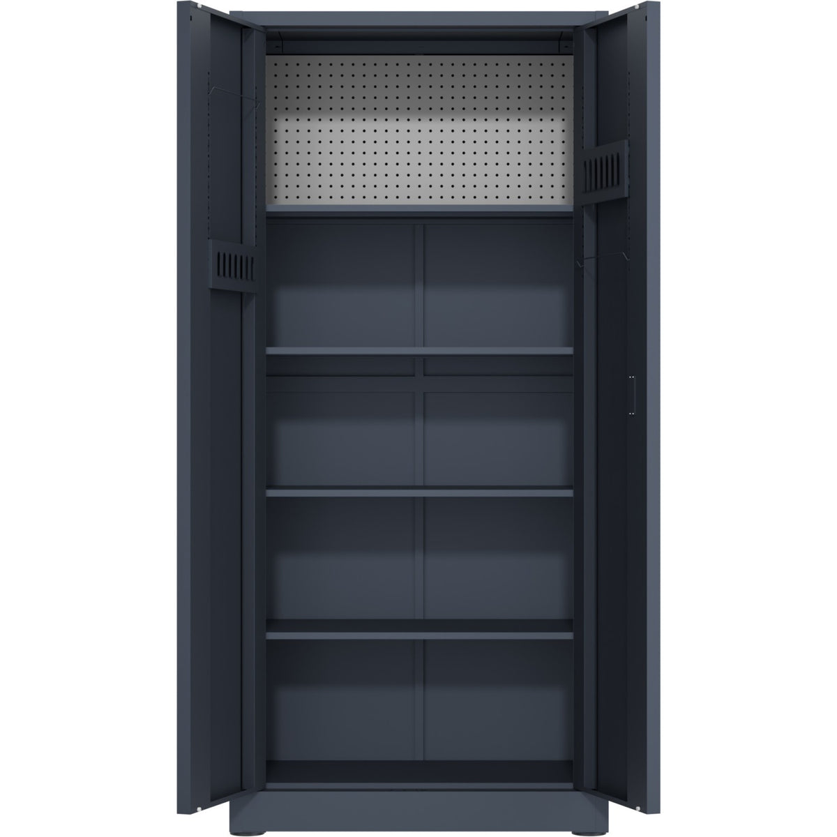 Heavy Duty Grey 2 Door Lockable Steel Tool Cabinet with 4 Shelves & Pegboard 800x400x1800mm - SETC1GREY