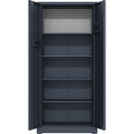 Heavy Duty Grey 2 Door Lockable Steel Tool Cabinet with 4 Shelves & Pegboard 800x400x1800mm - SETC1GREY